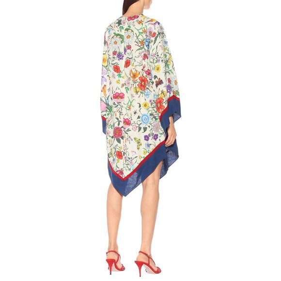 GUCCI DRESS LINEN FLORA PRINT KIMINO STYLE ASYMMETRIC SKIRT - Picture 7 of 11